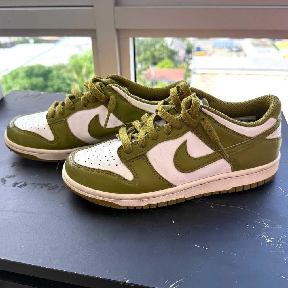 Nike Bronzine White Dunk Low Kids Size 6Y FB9109-108 Leather Sneakers